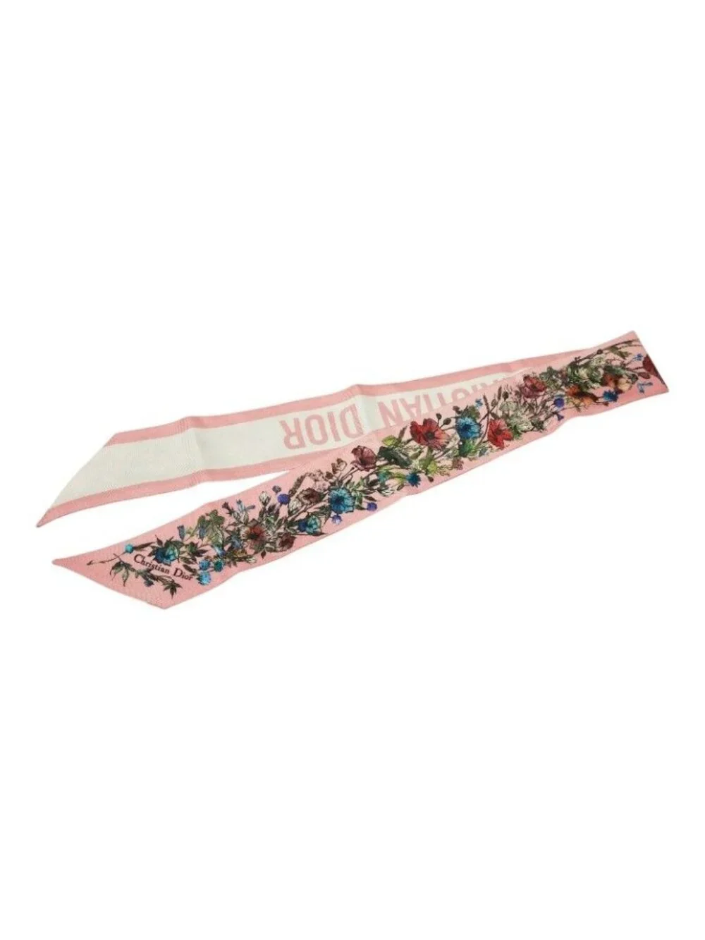 Dior Mitzah Flower Print Scarf Pink Multicolor Silk